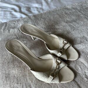 Gucci Women's White Leather Heeled Sandals